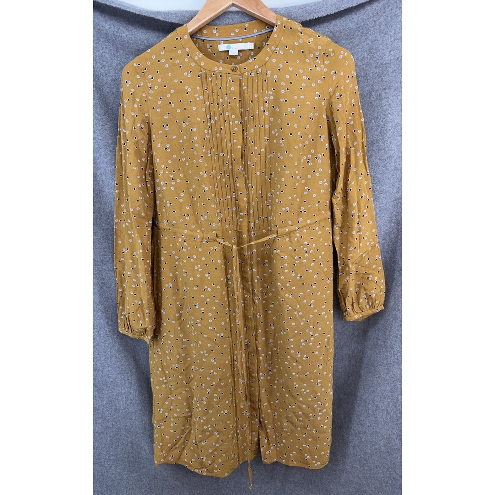 Boden Trumpet Sweet Flower Corrina Pleated Button Front Long Sleeve Dress 10P
